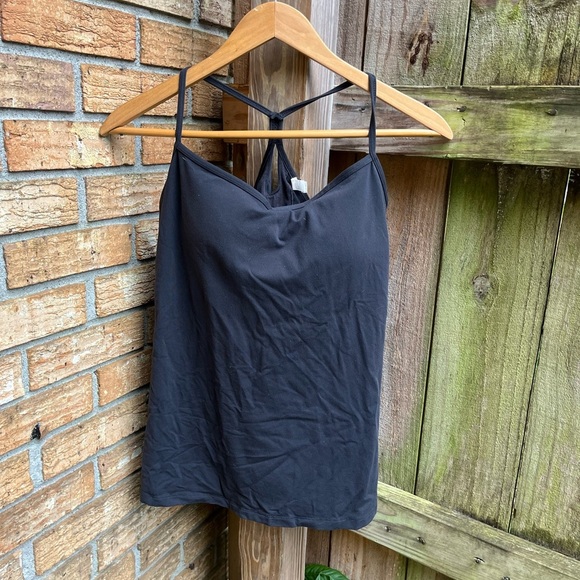 Lucy Studio Black Women's Racerbsck Strappy Tank Top w/ Bra Pads - Picture 1 of 3